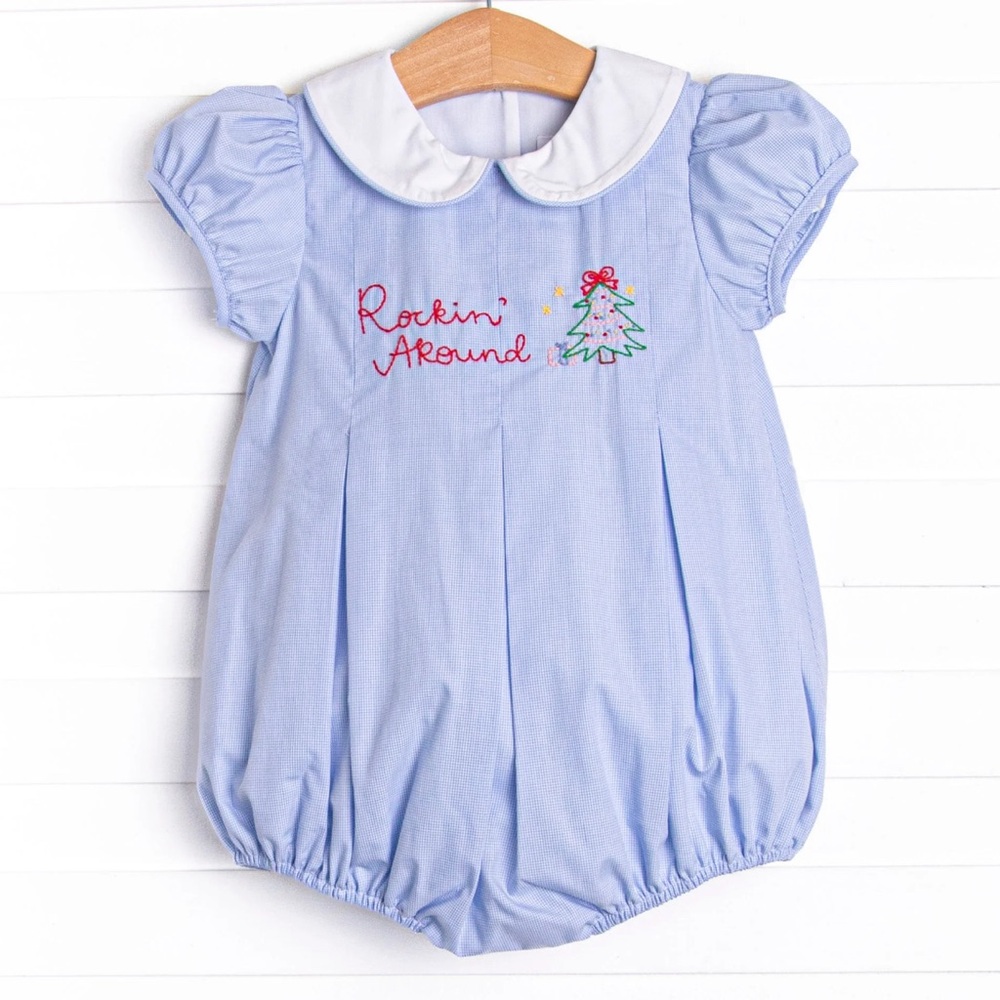 Blue Baby Romper with Embroidered Design
